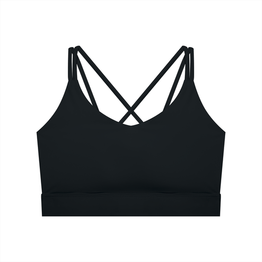 Women's Cross-Over Cropped Yoga Sports Bra in black