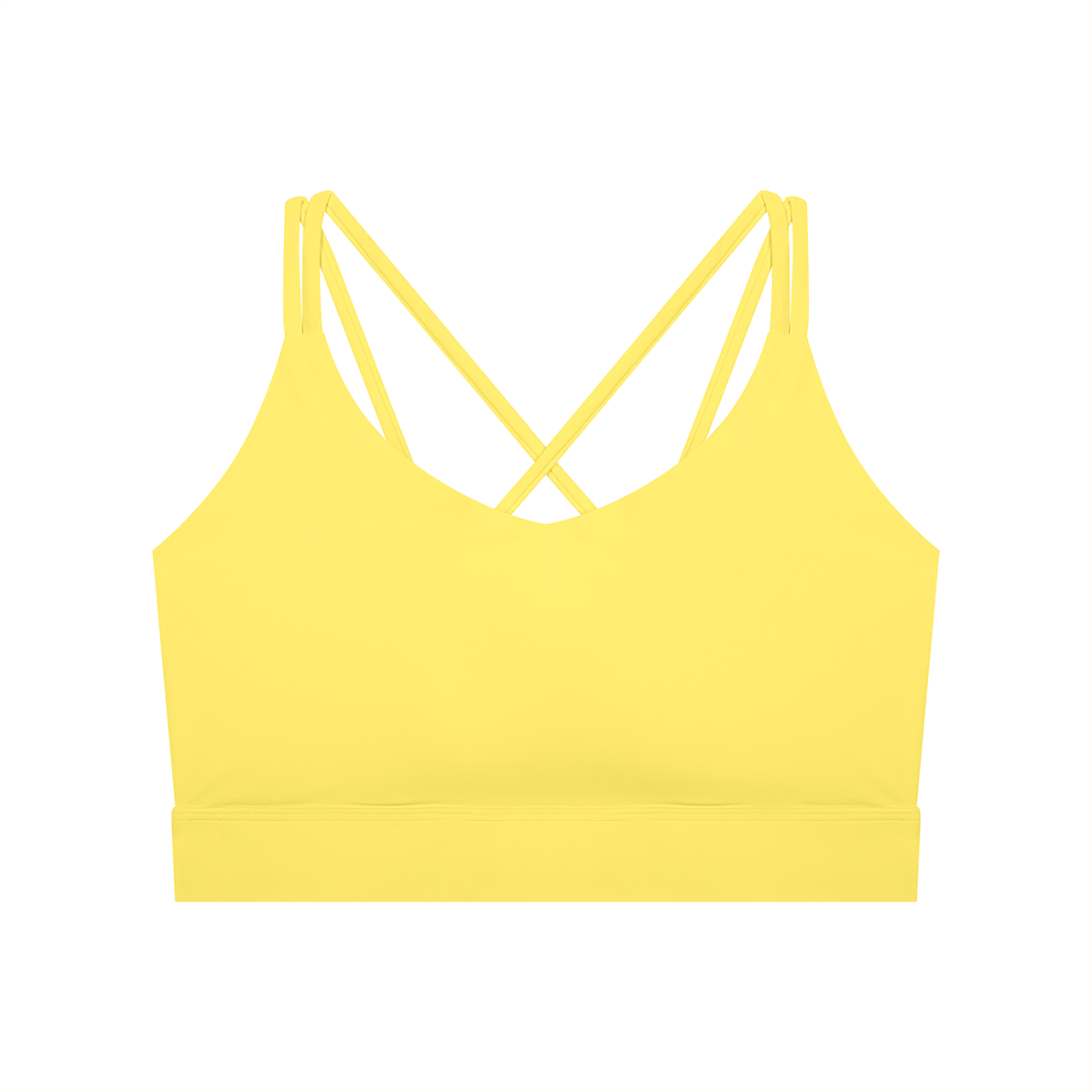 Women's Cross-Over Cropped Yoga Sports Bra in lemon yellow