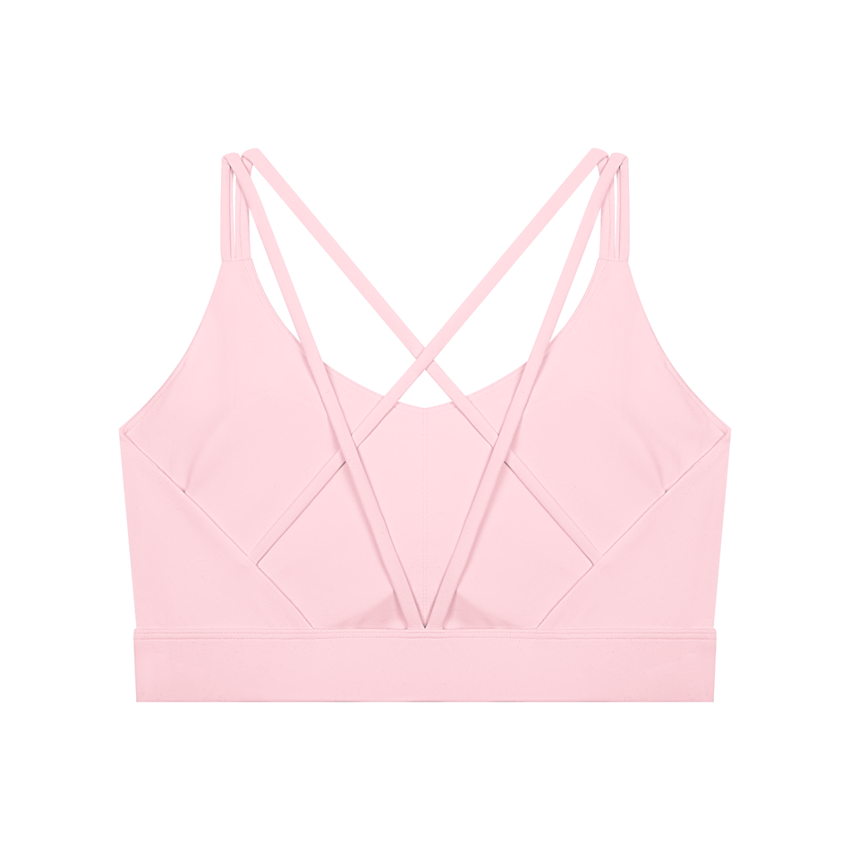 Women's Cross-Over Cropped Yoga Sports Bra in pink, alternate angle