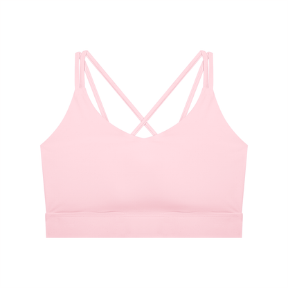 Women's Cross-Over Cropped Yoga Sports Bra in pink