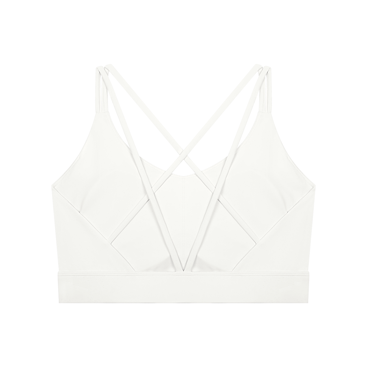 Women's Cross-Over Cropped Yoga Sports Bra in white, alternate angle