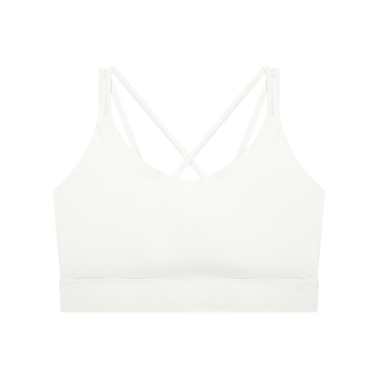Women's Cross-Over Cropped Yoga Sports Bra in white