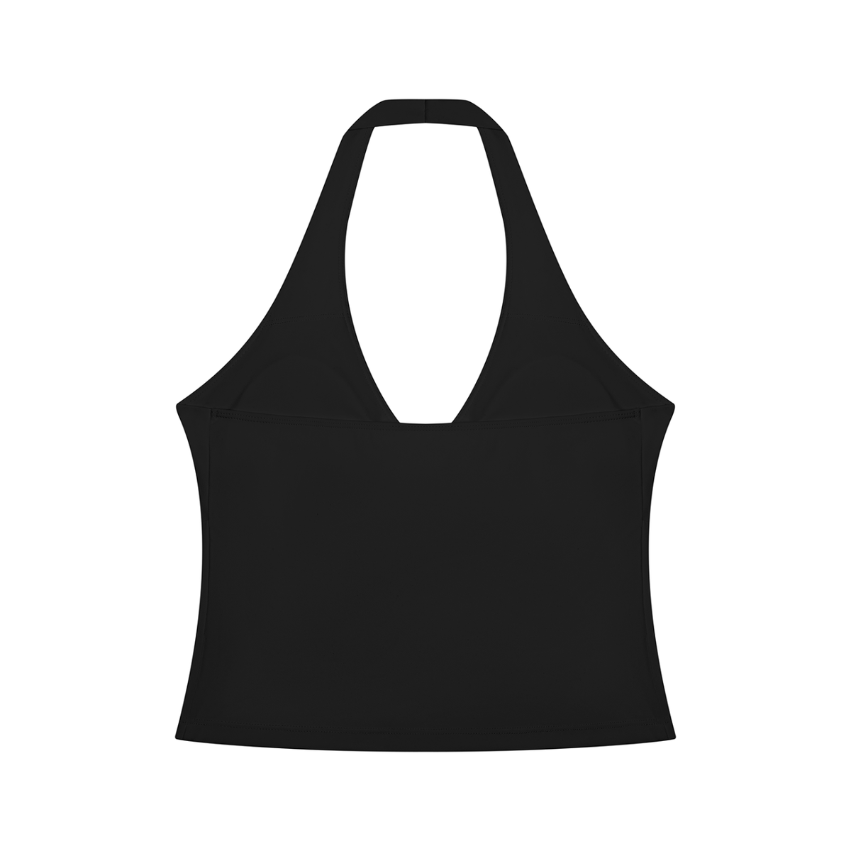 Women's Cross-Over Ruched Halter Yoga Tank Top in black, alternate angle