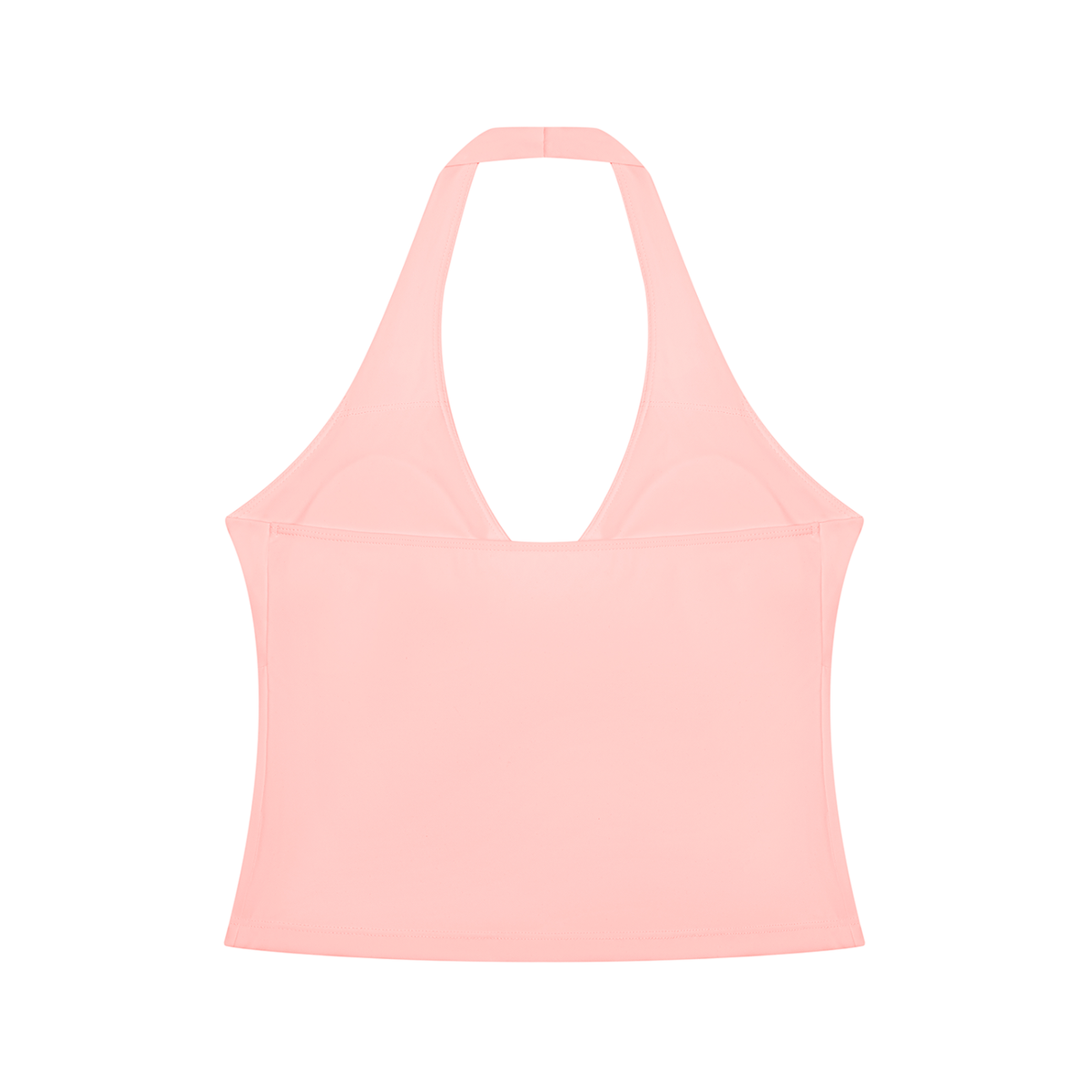 Women's Cross-Over Ruched Halter Yoga Tank Top in pink, alternate angle