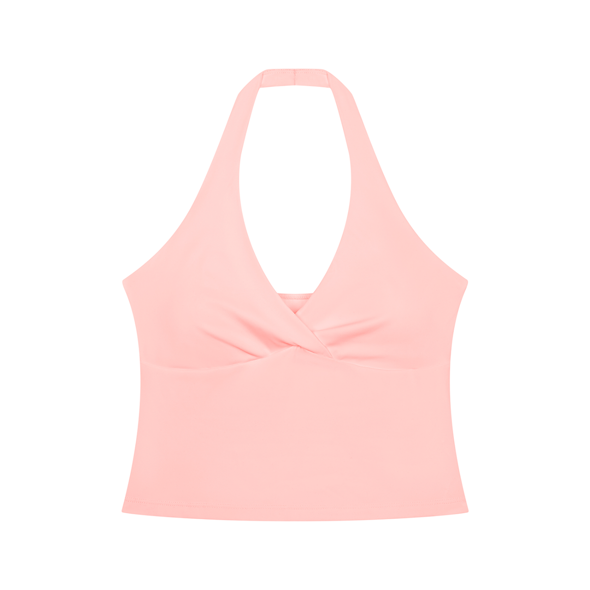 Women's Cross-Over Ruched Halter Yoga Tank Top in pink