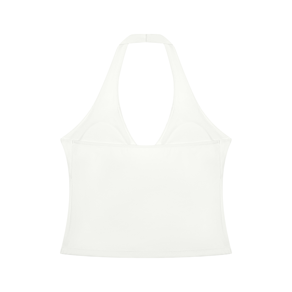 Women's Cross-Over Ruched Halter Yoga Tank Top in white, alternate angle