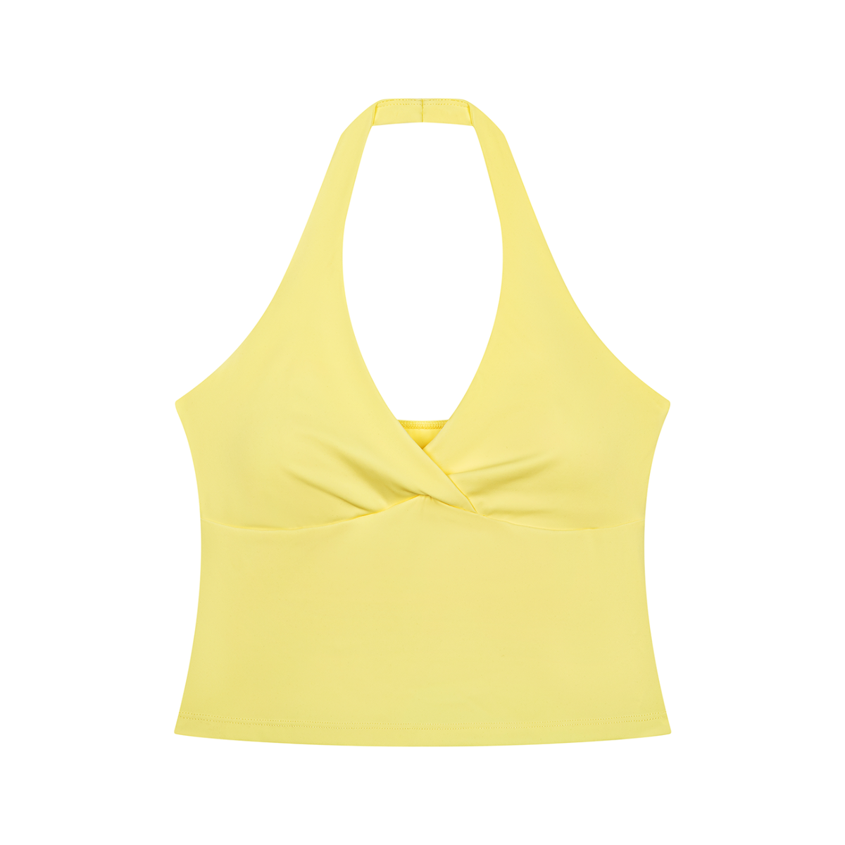 Women's Cross-Over Ruched Halter Yoga Tank Top in yellow