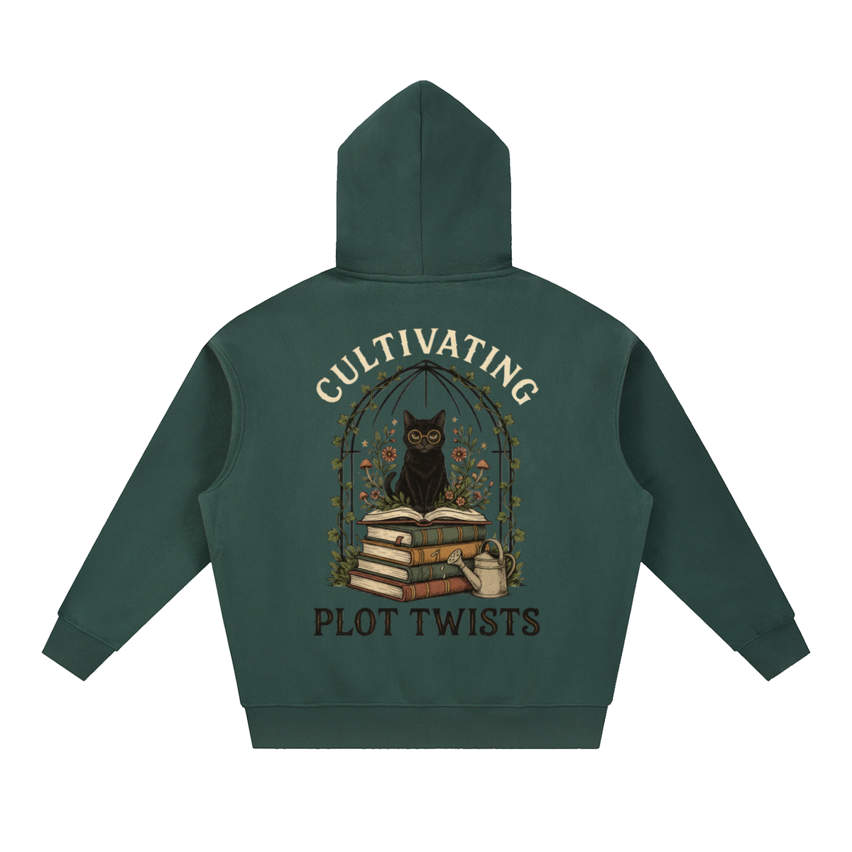 Women’s Cultivating Plot Twists Cat Oversized Fleece Hoodie