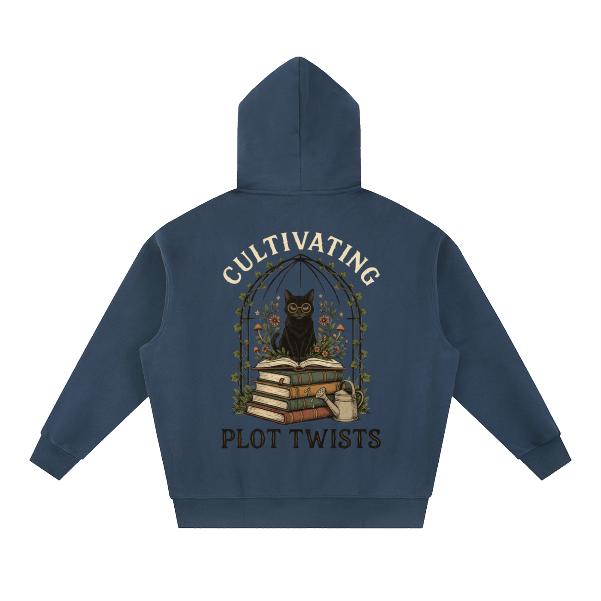 Women’s Cultivating Plot Twists Cat Oversized Fleece Hoodie
