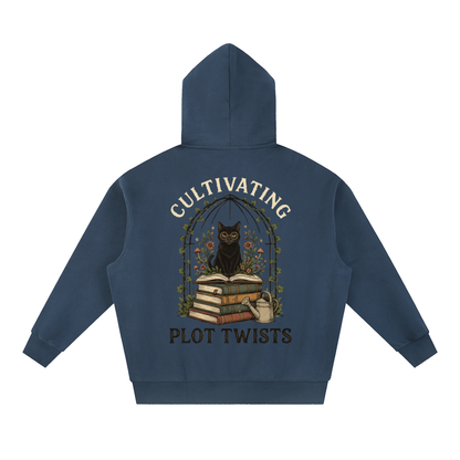 Women’s Cultivating Plot Twists Cat Oversized Fleece Hoodie