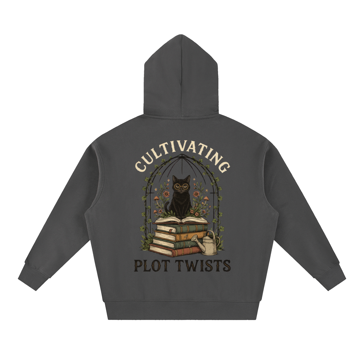 Women’s Cultivating Plot Twists Cat Oversized Fleece Hoodie