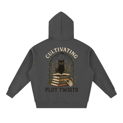 Women’s Cultivating Plot Twists Cat Oversized Fleece Hoodie