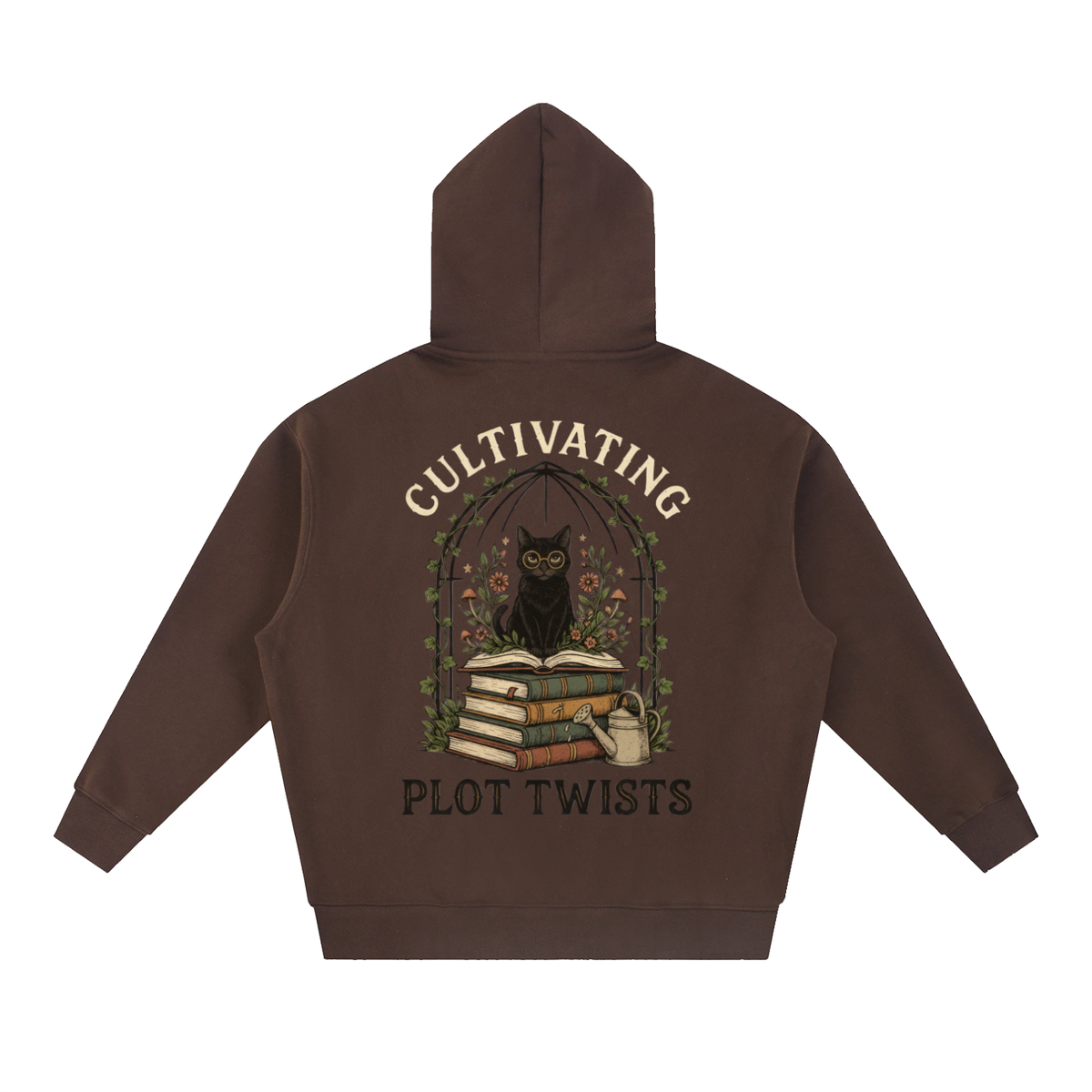 Women’s Cultivating Plot Twists Cat Oversized Fleece Hoodie