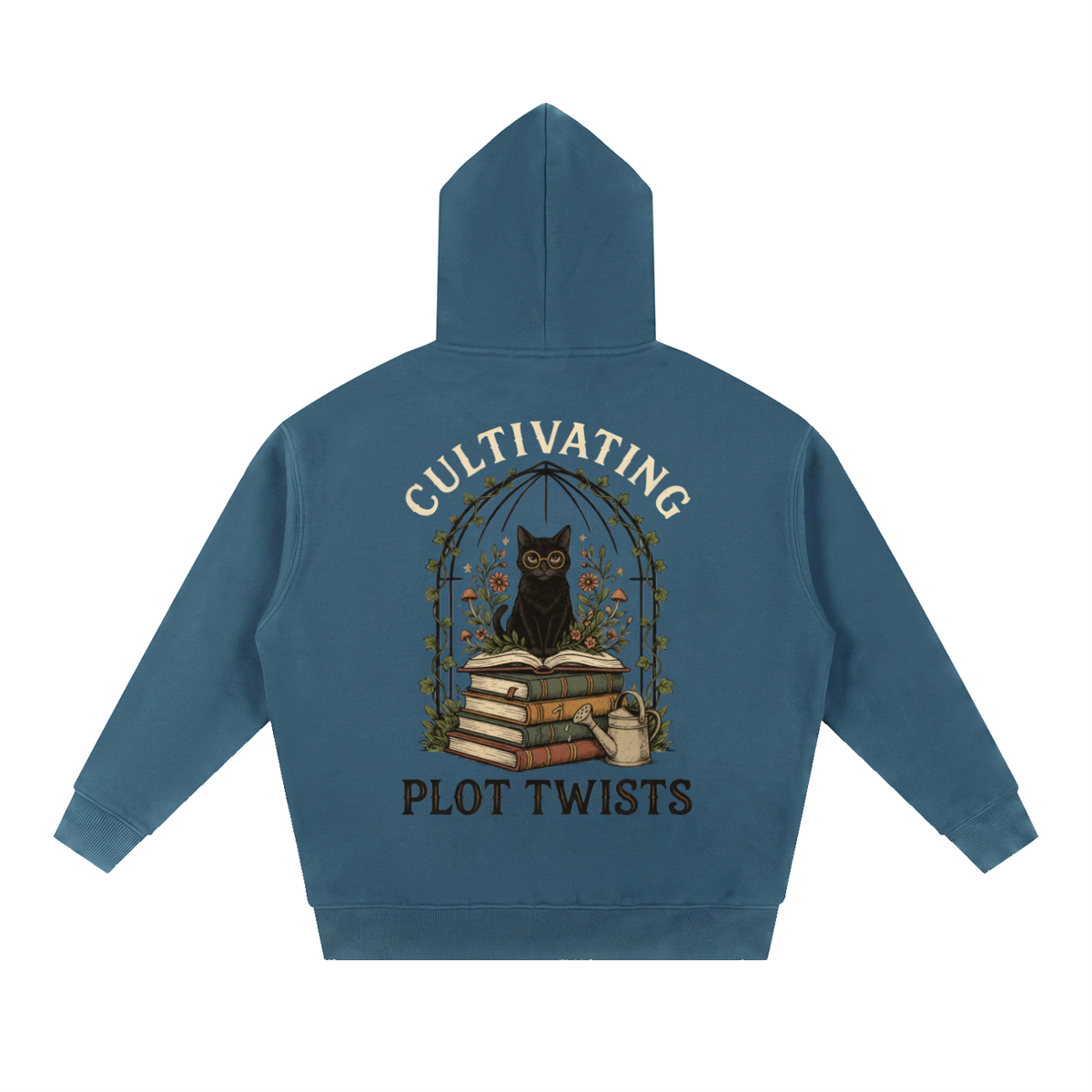 Women’s Cultivating Plot Twists Cat Oversized Fleece Hoodie