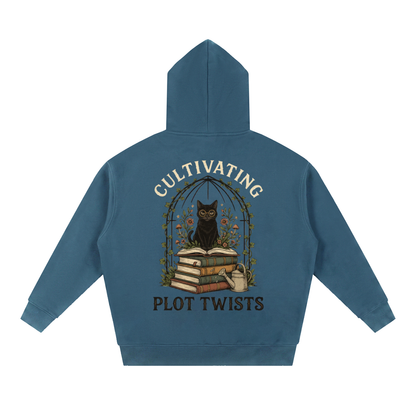 Women’s Cultivating Plot Twists Cat Oversized Fleece Hoodie