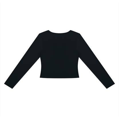 Women's Cutout Long Sleeve T-Shirt in black, alternate angle