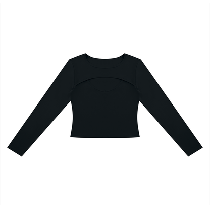 Women's Cutout Long Sleeve T-Shirt in black