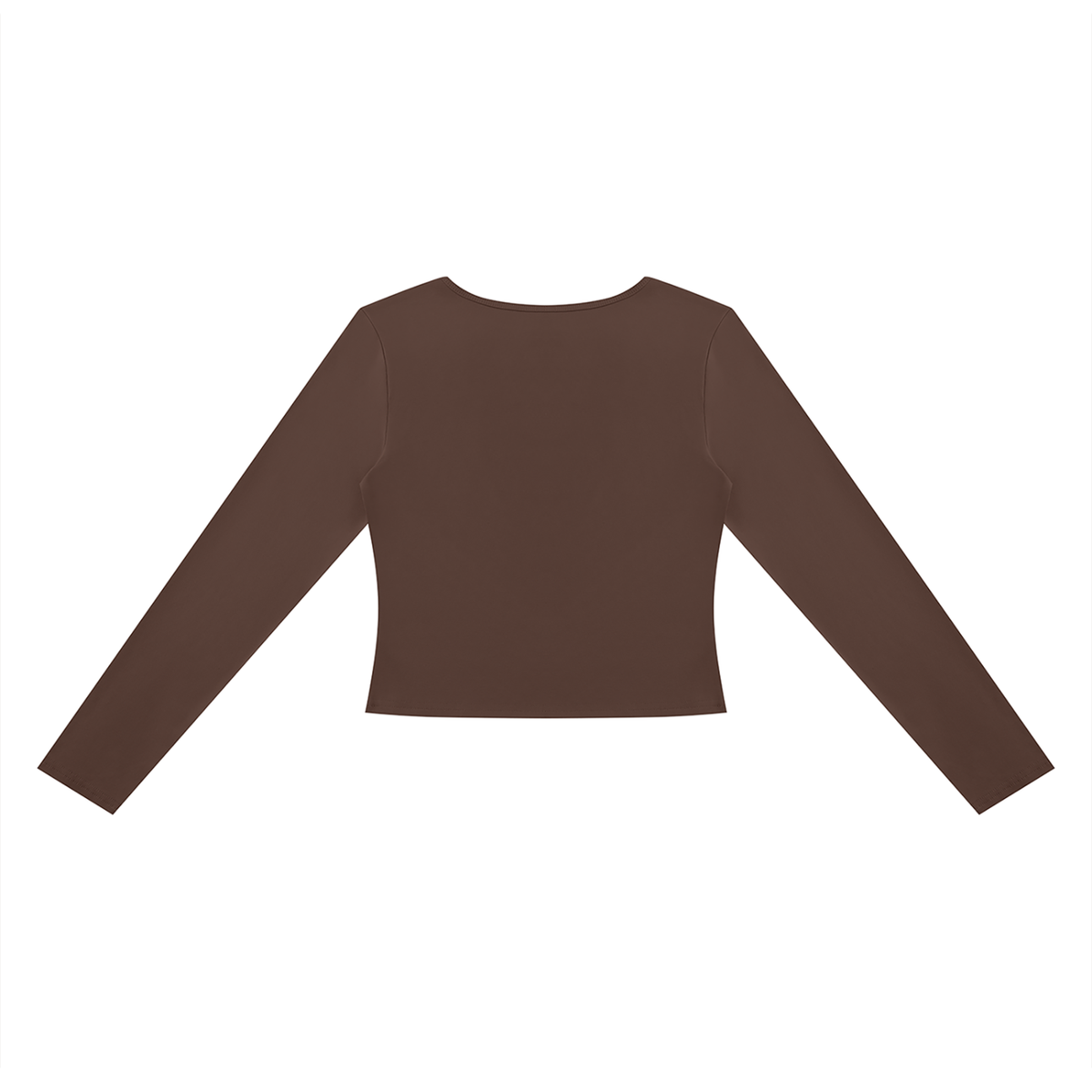 Women's Cutout Long Sleeve T-Shirt in dark brown, alternate angle