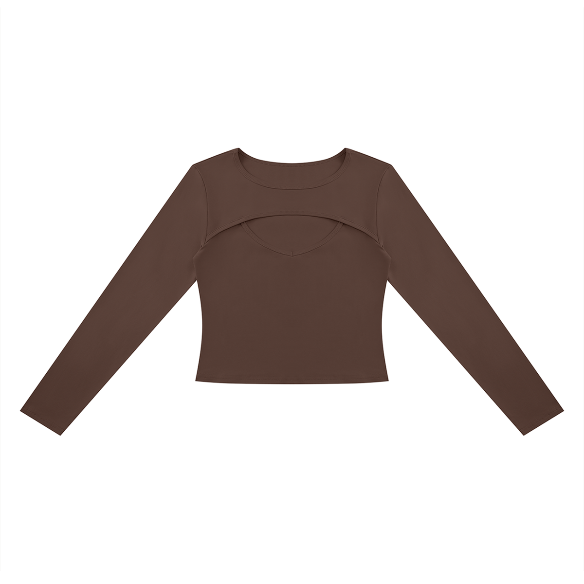 Women's Cutout Long Sleeve T-Shirt in dark brown