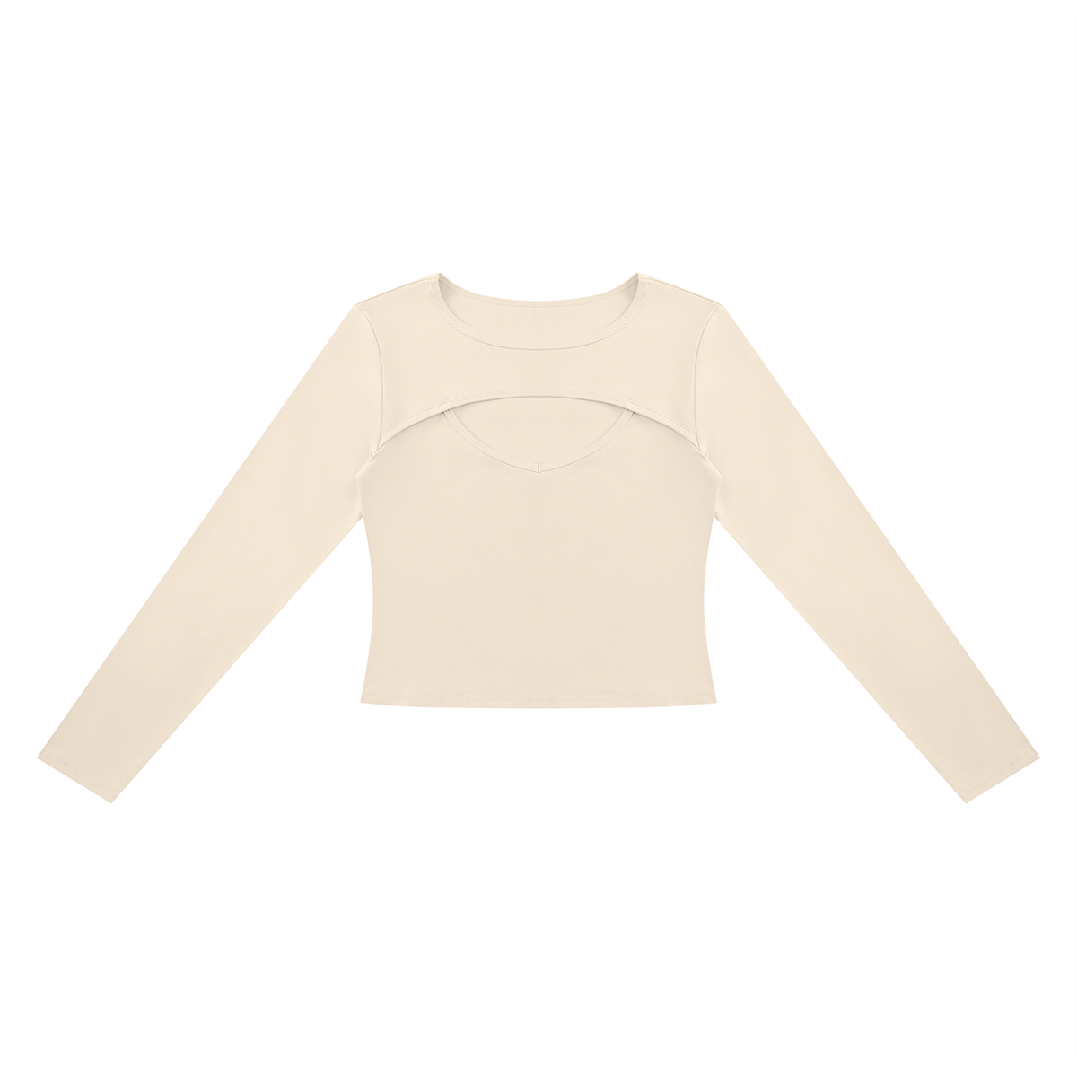 Women's Cutout Long Sleeve T-Shirt in light apricot