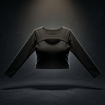 Women's Cutout Long Sleeve T-Shirt, view 1