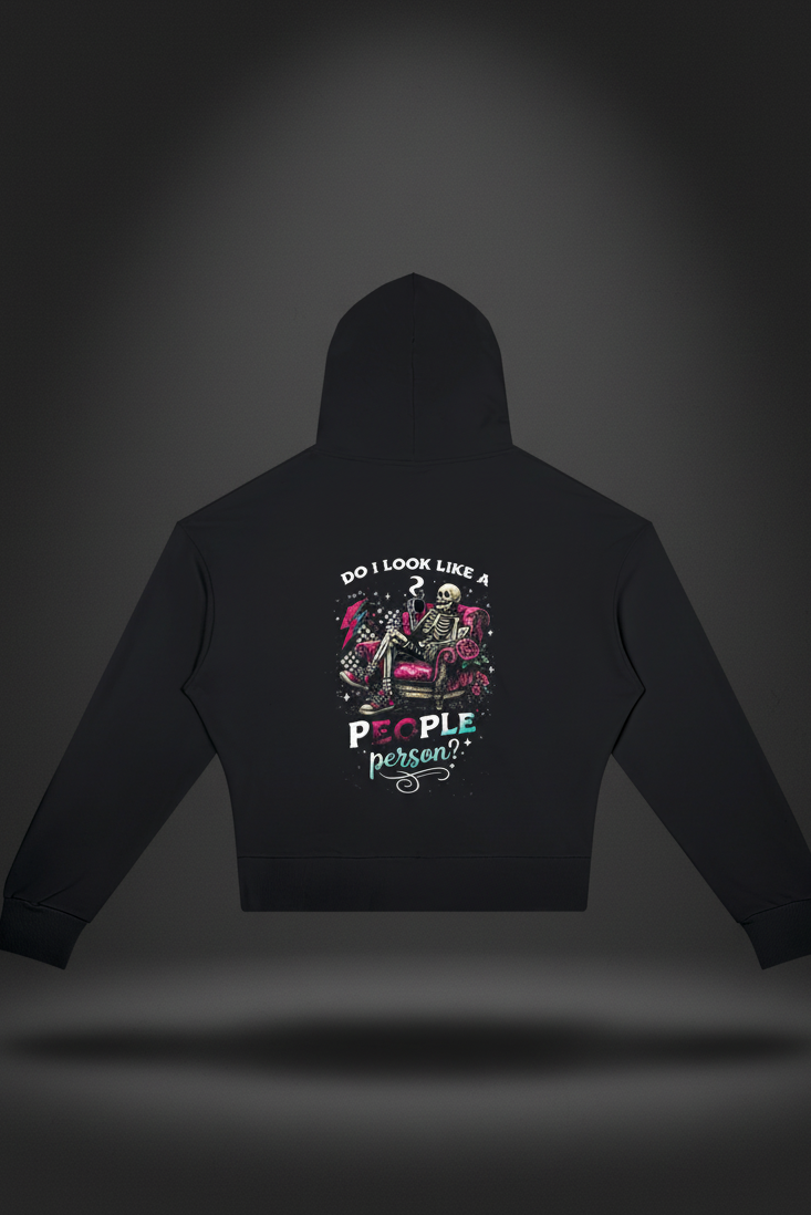 Women’s Do I Look Like a People Person cropped hoodie in black