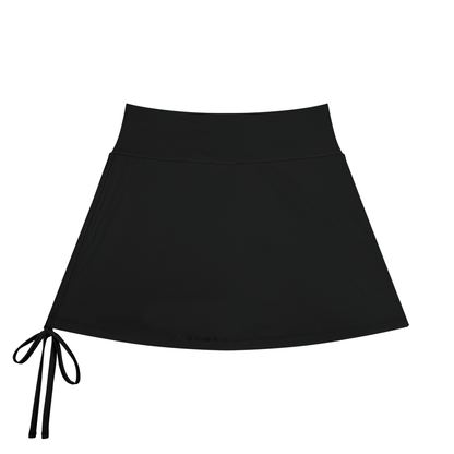 Women's Drawstring A-Line Yoga Skort in black, alternate angle
