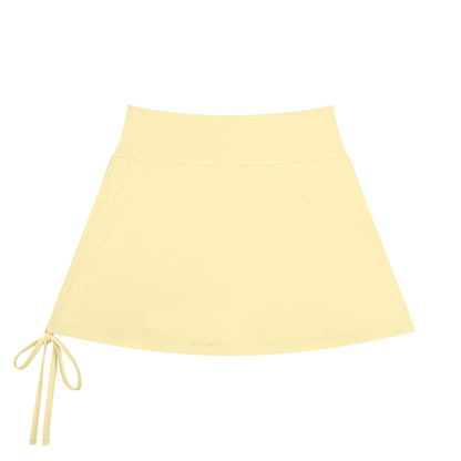 Women's Drawstring A-Line Yoga Skort in light yellow, alternate angle