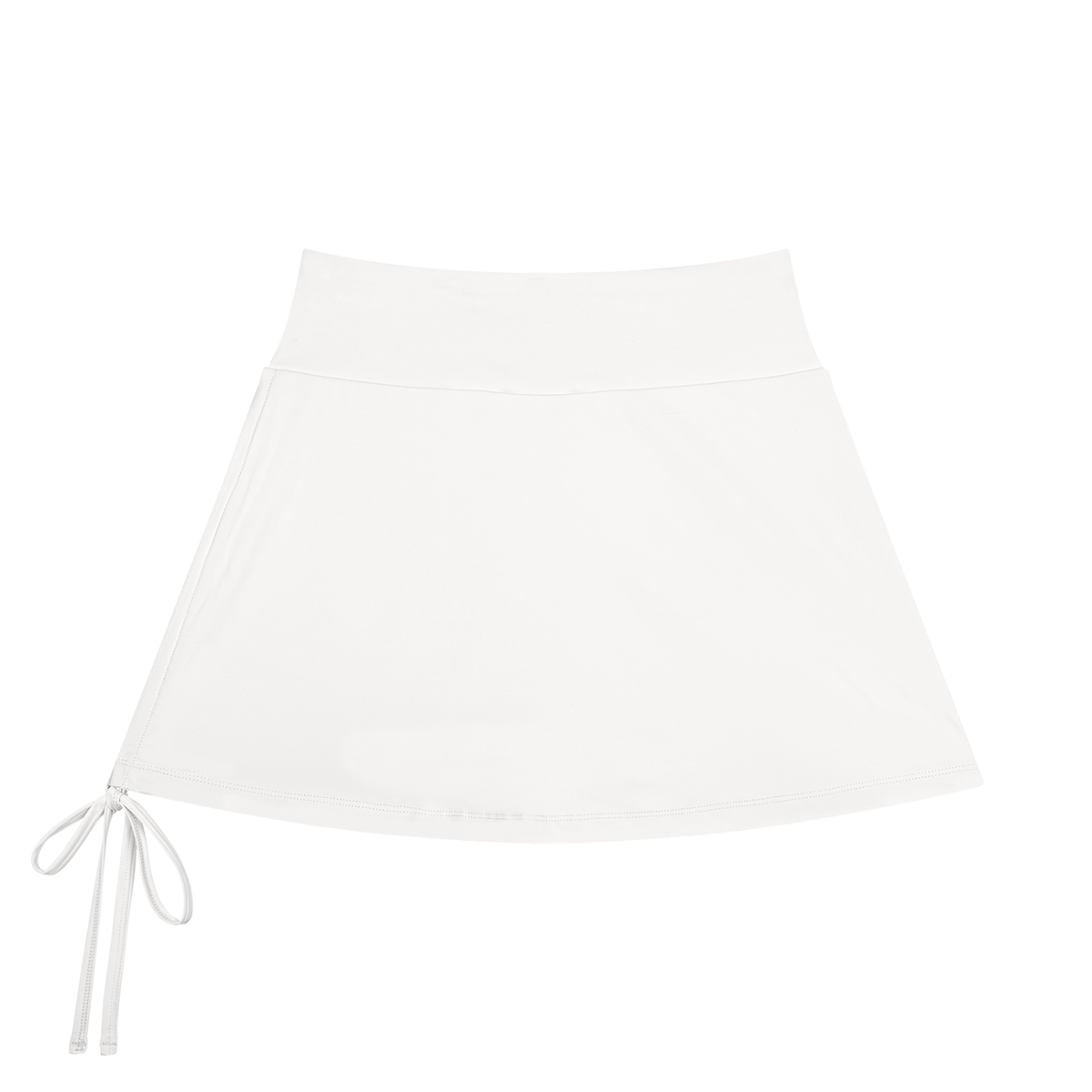 Women's Drawstring A-Line Yoga Skort in white, alternate angle