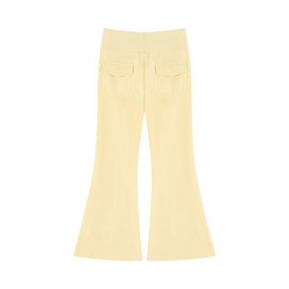 Women's Drawstring Flared Leg Pants in apricot, alternate angle