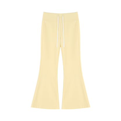 Women's Drawstring Flared Leg Pants in apricot