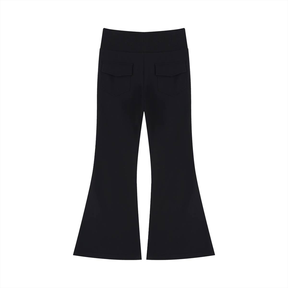 Women's Drawstring Flared Leg Pants in black, alternate angle