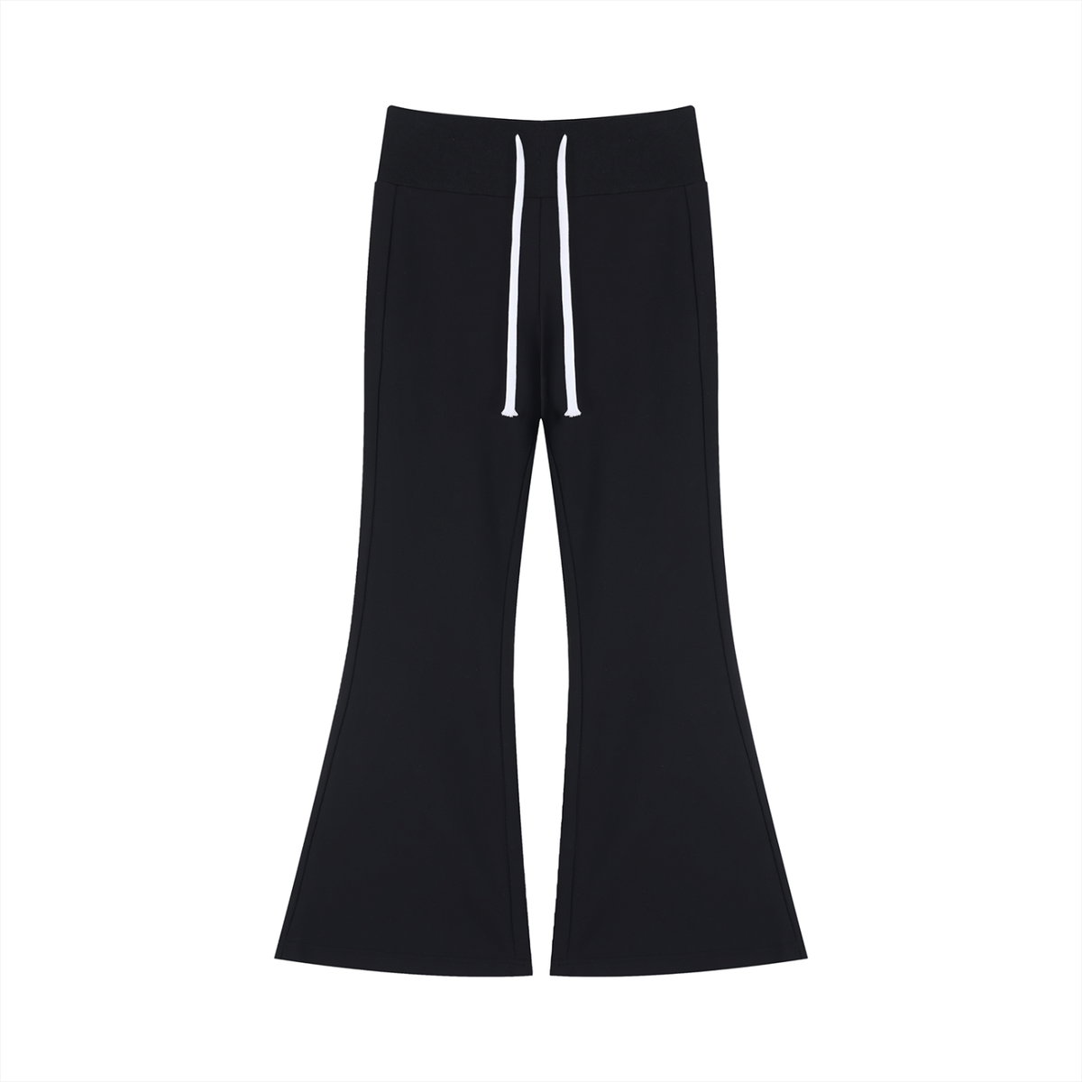 Women's Drawstring Flared Leg Pants in black