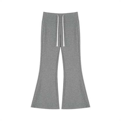 Women's Drawstring Flared Leg Pants in flower gray