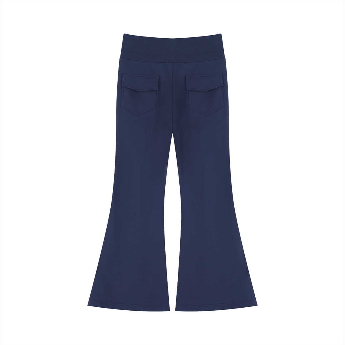 Women's Drawstring Flared Leg Pants in navy blue, alternate angle