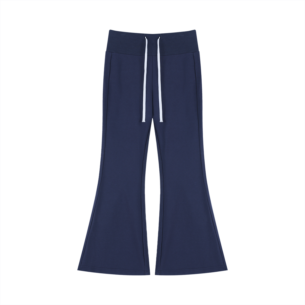 Women's Drawstring Flared Leg Pants in navy blue