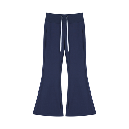 Women's Drawstring Flared Leg Pants in navy blue
