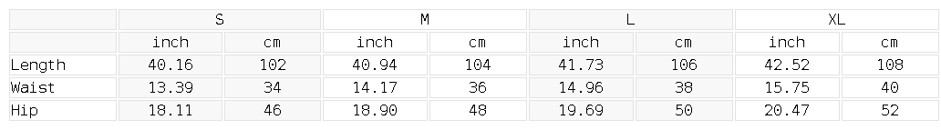 Size chart for the Women's Drawstring Flared Leg Pants