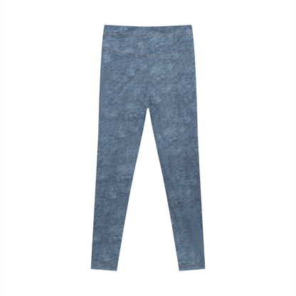 Women's faux denim leggings in light blue, alternate angle