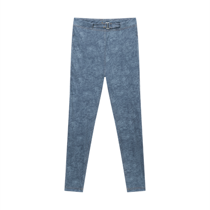 Women's faux denim leggings in light blue