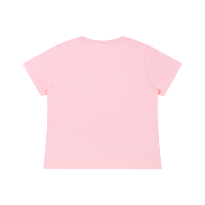 Women's Fitted Baby T-Shirt in pink, alternate angle
