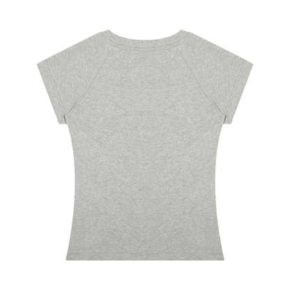 Women's Fitted Crewneck T-Shirt in flower gray, alternate angle