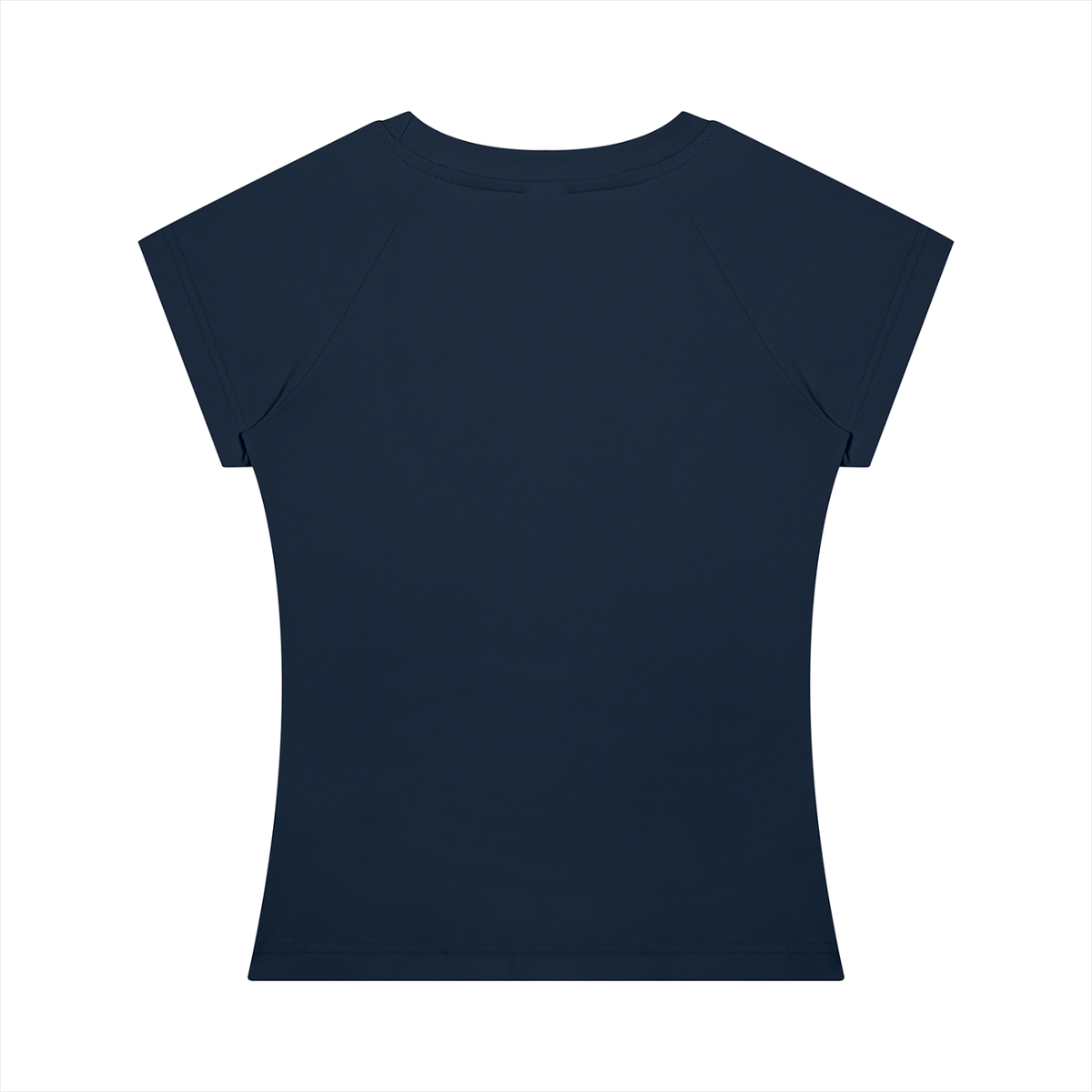 Women's Fitted Crewneck T-Shirt in navy blue, alternate angle