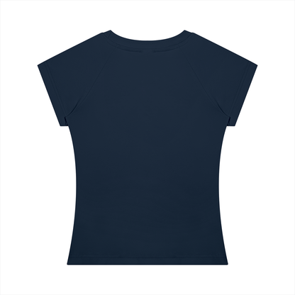 Women's Fitted Crewneck T-Shirt in navy blue, alternate angle