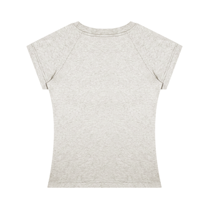 Women's Fitted Crewneck T-Shirt in oat gray, alternate angle