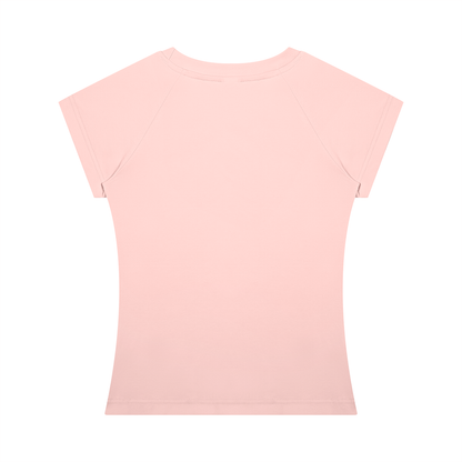 Women's Fitted Crewneck T-Shirt in pink, alternate angle