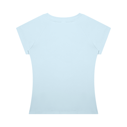 Women's Fitted Crewneck T-Shirt in sky blue, alternate angle
