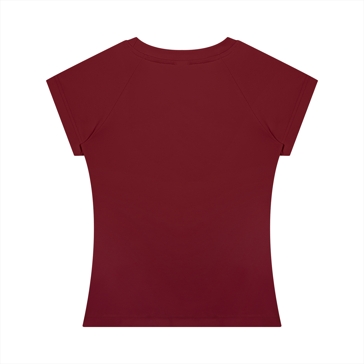 Women's Fitted Crewneck T-Shirt in wine red, alternate angle