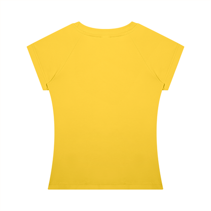 Women's Fitted Crewneck T-Shirt in yellow, alternate angle