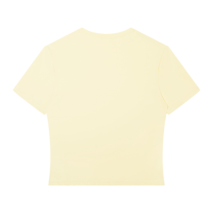 Women's Fitted Performance T-Shirt in light yellow, alternate angle